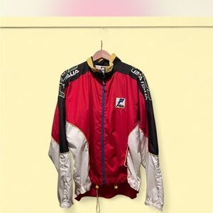 Vintage 90s Fila Linea Italia Men's Red, Black, and White Windbreaker